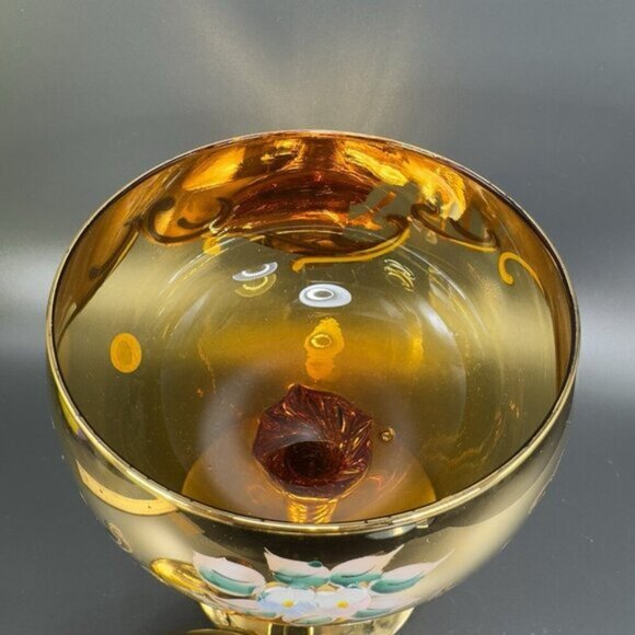 Venetian Glass Candy Dish Container Jar Apothecary Jar Painted Italian Glass VTG - Picture 6 of 16